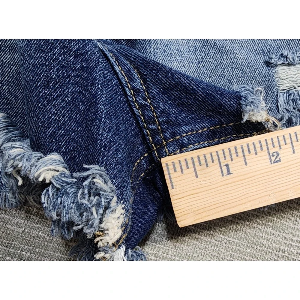 Sincerely Jules Womens Distressed‎ Denim Shorts Medium Wash High Rise Size 9/29